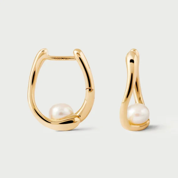 Orecchini a cerchio con perla Aura