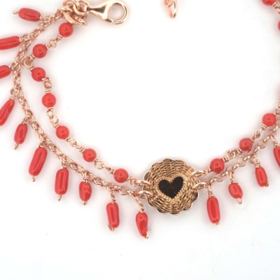 Bracciale coral multipendenti cuore