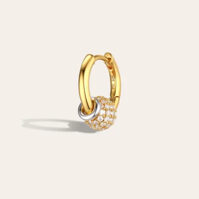 Mono Orecchino Mira Gold Pave Piercing Huggie