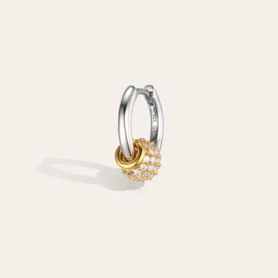 Mono Orecchino Mira Two-Tone Pave Piercing Huggie